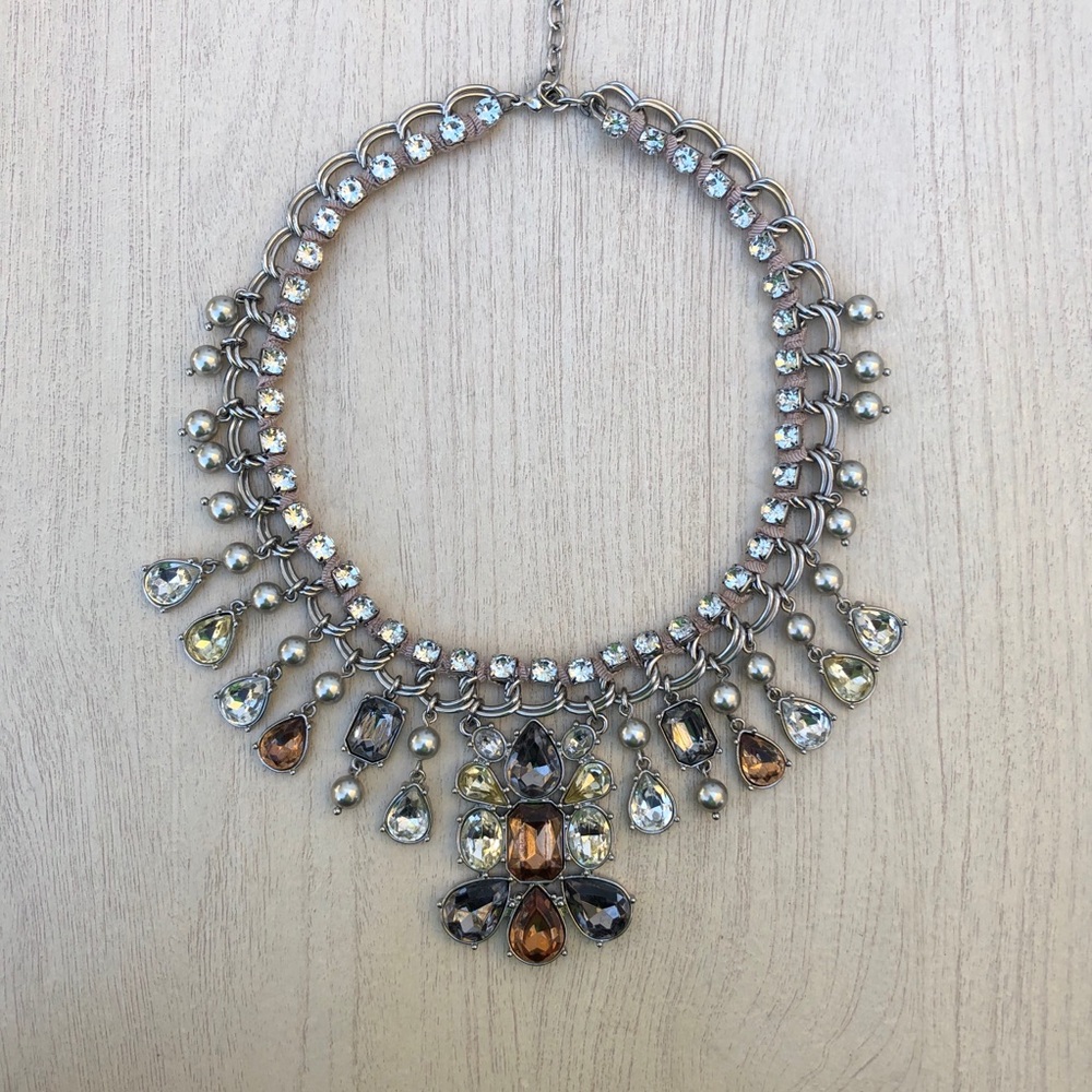 LOFT Neutral Rhinestone Necklace - Picture 8 of 14